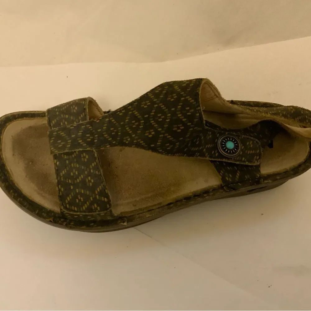 Alegria Ker-4479 Black Floral Sandals Sz 36 Leather Slip Resistant